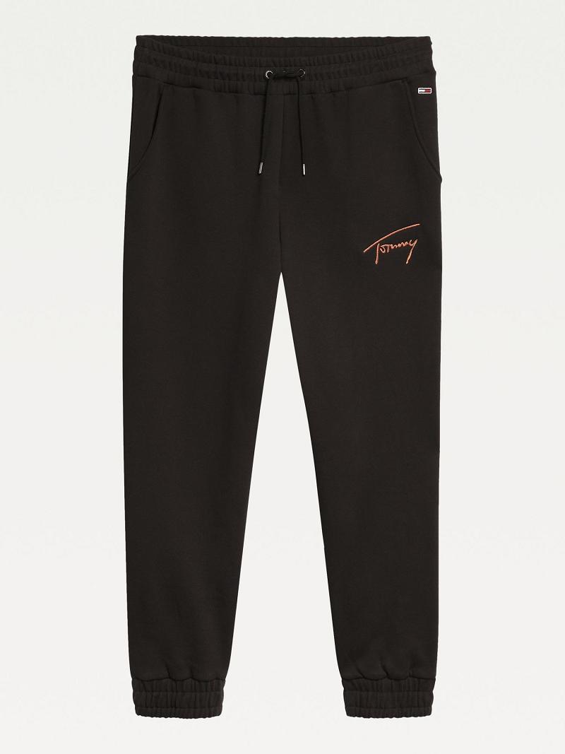 Női Tommy Hilfiger Curve Recycled Signature Sweatpant Nadrág Fekete | HU 235SGL